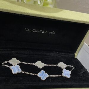 Van cleef arpels silver five flower bracelet