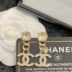 CHANEL 23K Cubic Zirconia Double C Earrings