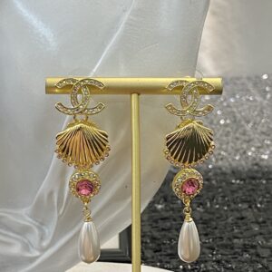 CHANEL 23 Red Ruby Shell CZ Earrings