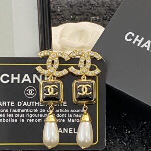 CHANEL 23K Vintage Black Gold Squashed Earrings