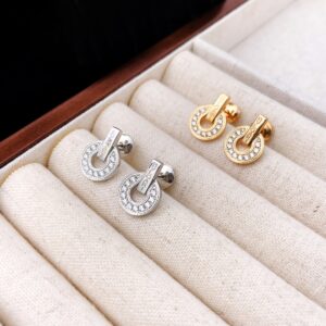 Cufflinks round disc earrings