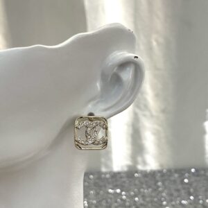 Chanel hollow square double c earring