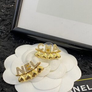 Chanel asymmetrical letter love earring