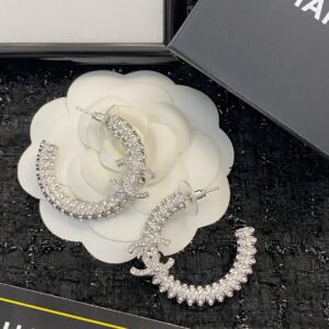 Chanel crystal double c stud earring