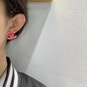 Red white black acrylic stud earring