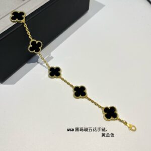 Gold black agate bracelet