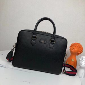 Men's Briefcase with Imported Black Calf Leather