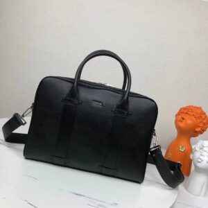 Premium Full Leather Briefcase with Black Grain Calf