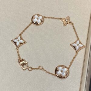 White mother-of-pearl rose gold LV bracelet