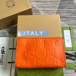 Orange leather handbag with double G logo