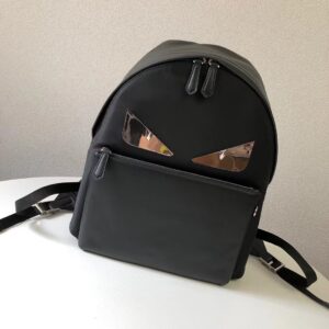 Mens shoulder backpack with nylon black leather