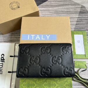 Graphite black leather handbag with double G logo