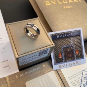 BVLGARI small red ring platinum color sizes 5-12 wide 7.5mm