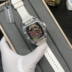 Transparent skeleton double blade watch