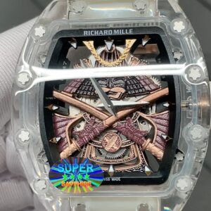 Transparent skeleton double blade watch