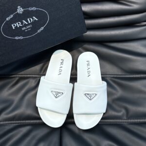 Prada new men's soft leather slide sandals