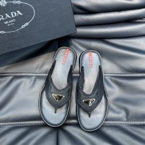 Prada new men's genuine leather slide sandals