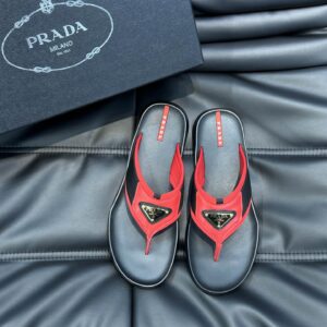 Prada new men's genuine leather slide sandals