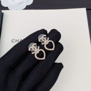 Chanel gold CC hollow heart earring