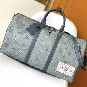 Keepall Bandoulière 50 travel bag with denim Monogram
