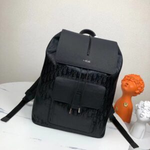 Motion shoulder backpack with Oblique Mirage fabric, cow leather