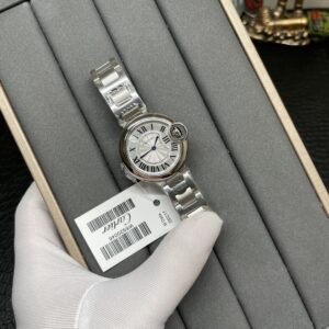 Cartier blue balloon 33mm white steel watch