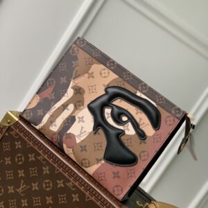 Hermès Pochette Voyage hand bag with colorful pattern