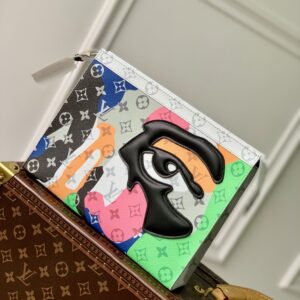 Hermès Pochette Voyage hand bag with white flowers