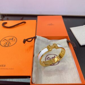 Real photo Hermes golden white H bracelet