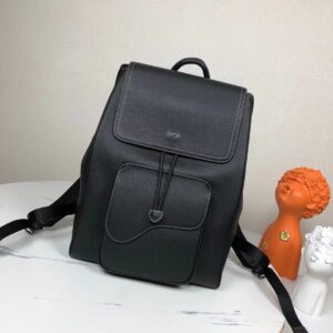 Saddle-style backpack with leather details