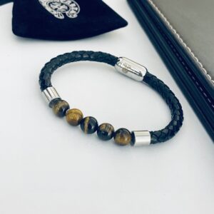 Chrome Hearts tiger eye leather rope bracelet