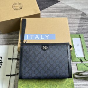 Gray blue GG Supreme leather handbag
