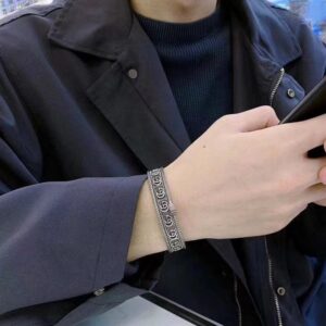 Dual G snake silver bracelet pair
