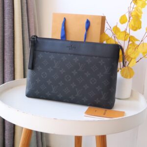 Hermès Pochette Voyage hand bag with black flowers