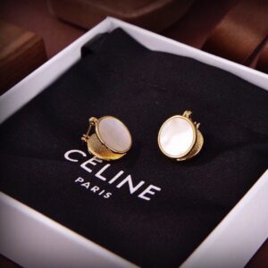 Celine gold white pearl earring