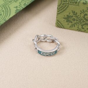 Gucci interlocking double G chain enamel ring