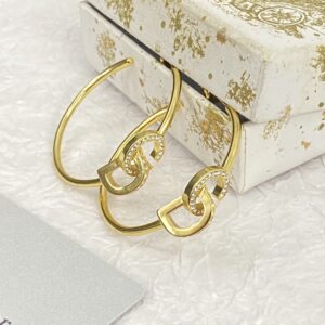 DIOR Curved C Double CD CZ Earrings
