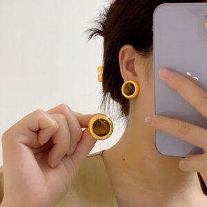Chanel gold tiger eye stone earring
