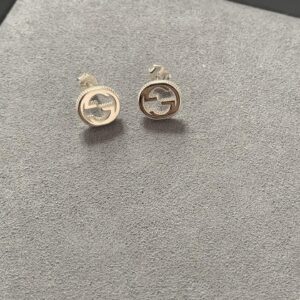 Pure silver interlocking g stud earrings