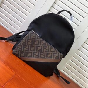 Black nylon leather backpack with BagBugs eye pattern