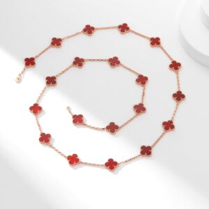Twenty Flower red agate rose gold necklace