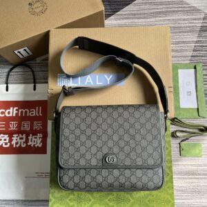 Ophidia medium messenger bag with GG Supreme canvas grey