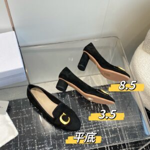Black Suede Flat Low Heel Shoes