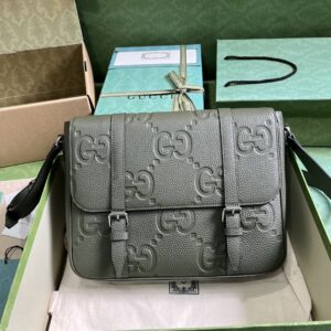 Super G medium messenger bag with green Super G leather