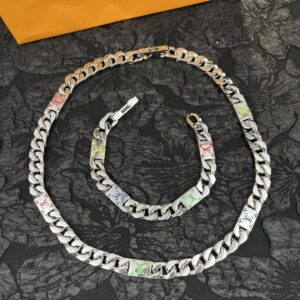 LV Cuban bracelet necklace