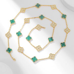 Twenty flower diamond peacock necklace