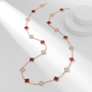 Twenty flower diamond red necklace