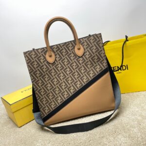 Fendi genuine leather large tote bag with travel amenities
