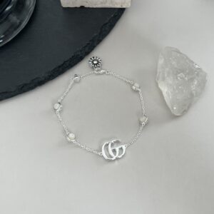 Gucci 925 pure silver GG marmont series pearl mother-of-pearl handband, adjustable 20cm