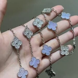 Custom VCA purple tourmaline diamond five flowers bracelet